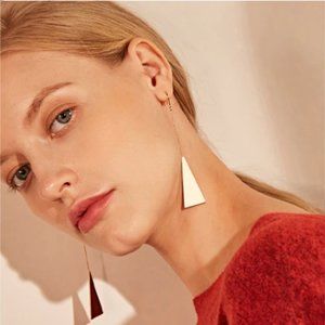 NEW~ Anthropologie Long Chain Drop Triangle Earrings